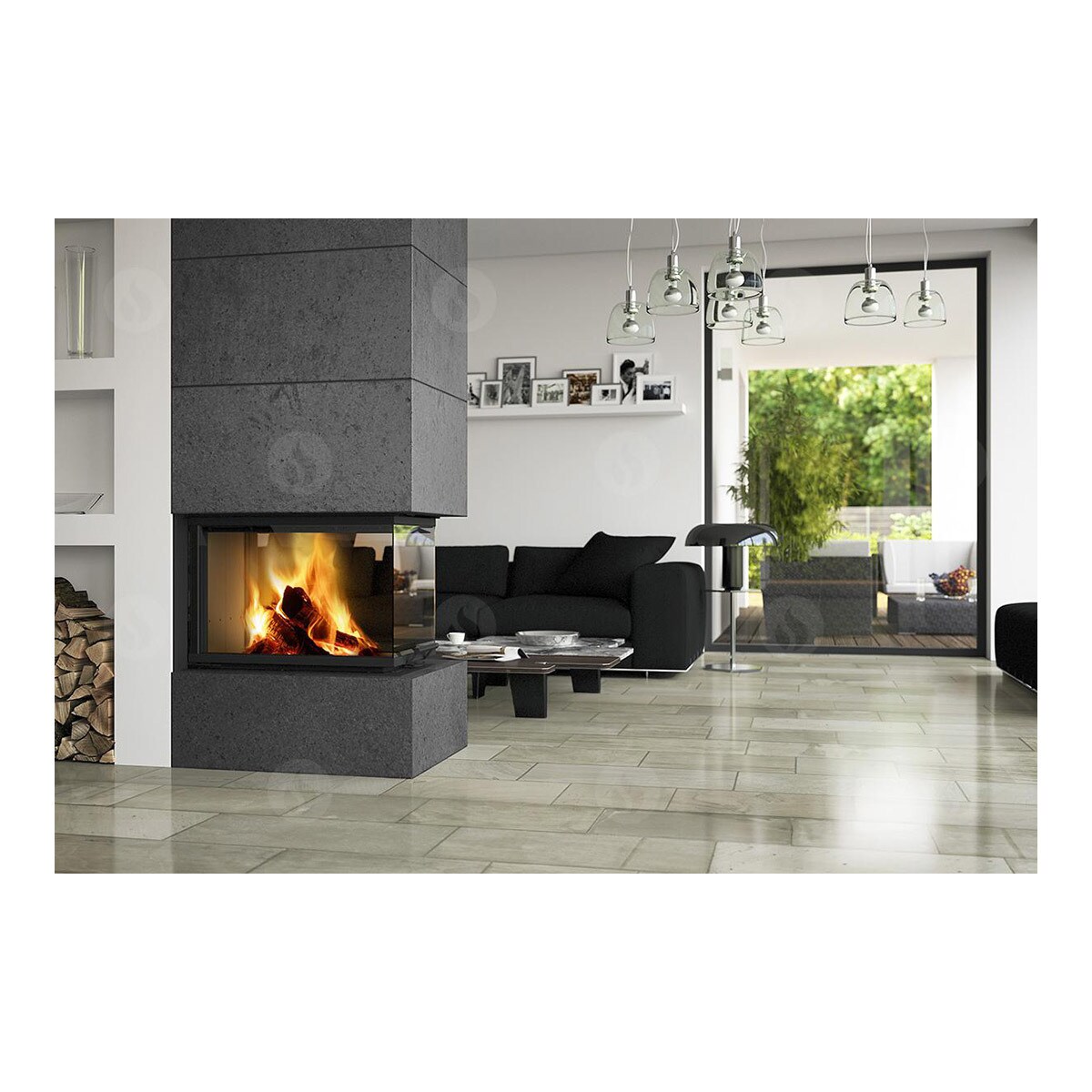 Chimenea Leña Heat RD3G 50/47 Separador Ambientes Negro / Gris-4