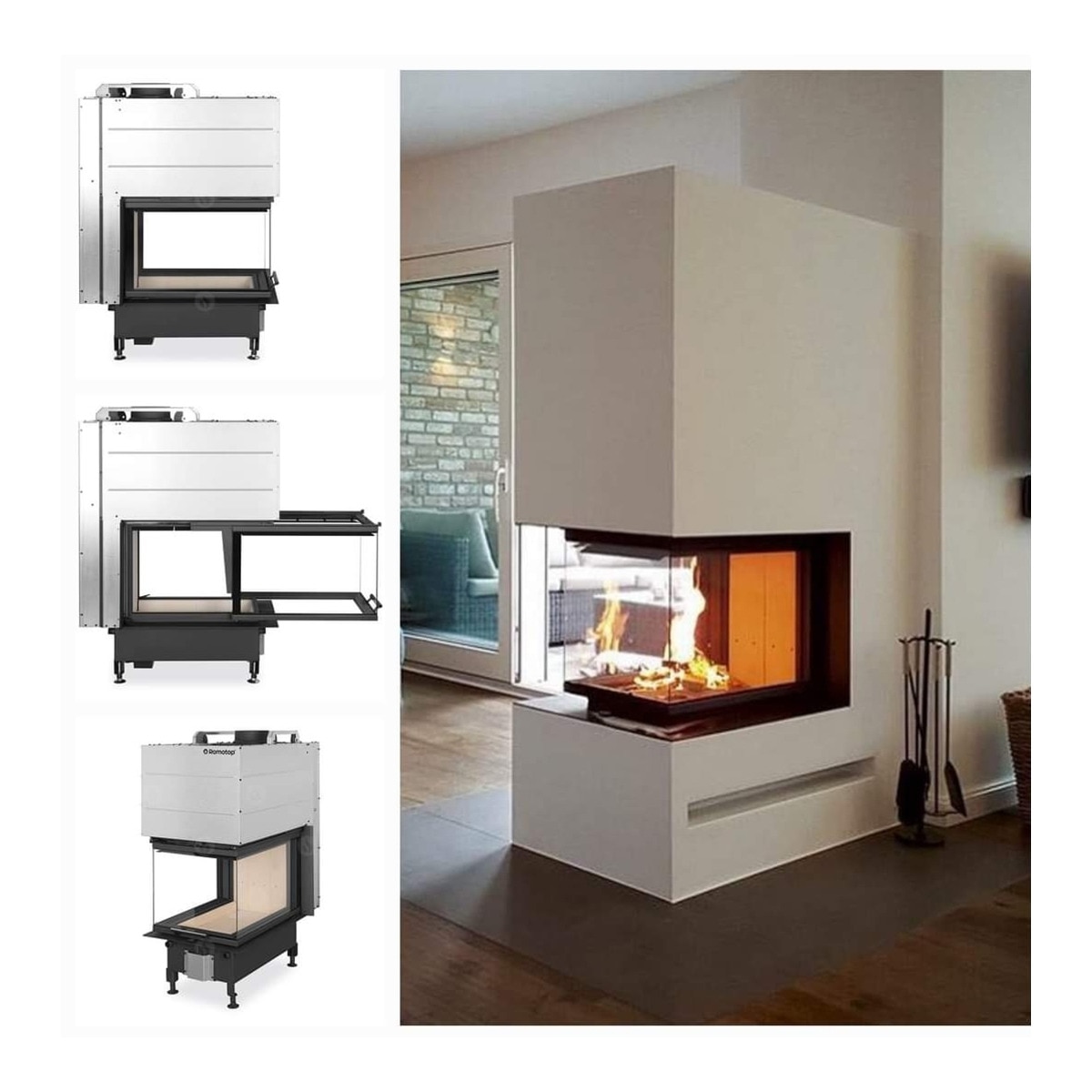 Chimenea Leña Heat RD3G 50/47 Separador Ambientes Negro / Gris-6