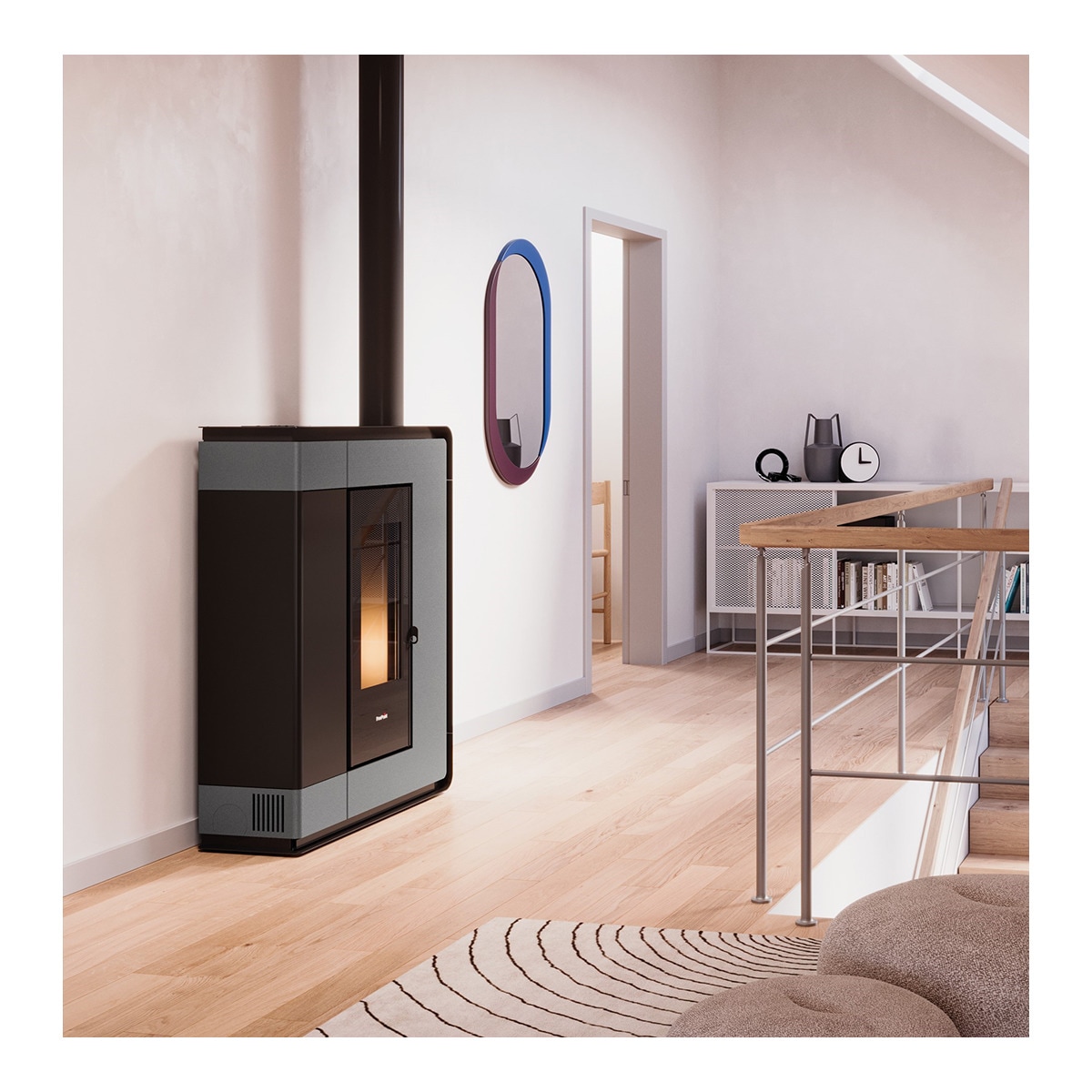 Estufa Pellets Canalizable Arco 8,5 kW Gris oscuro-4
