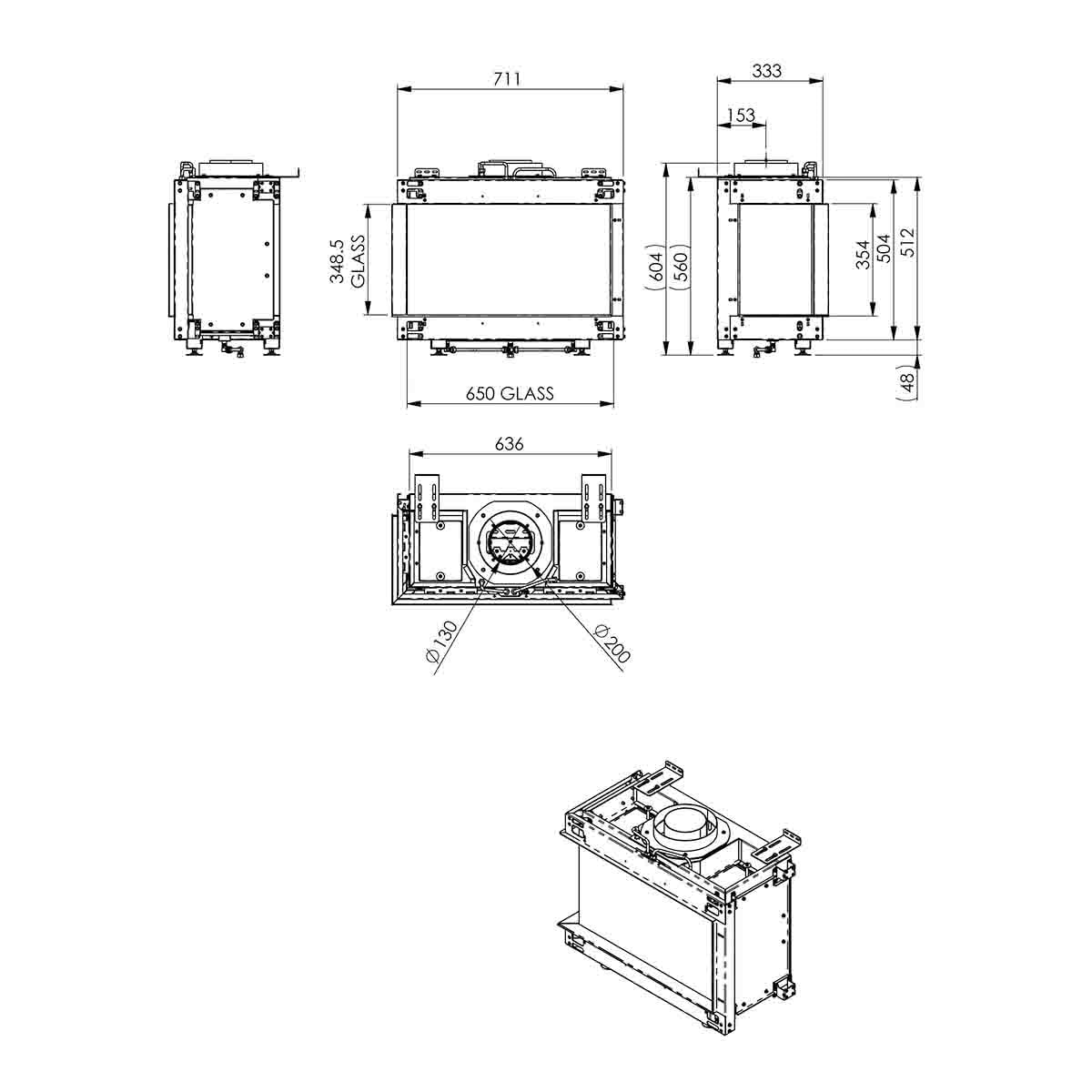 Chimenea Gas Natural Pano 650 Esquinera Izquierda Negro-4