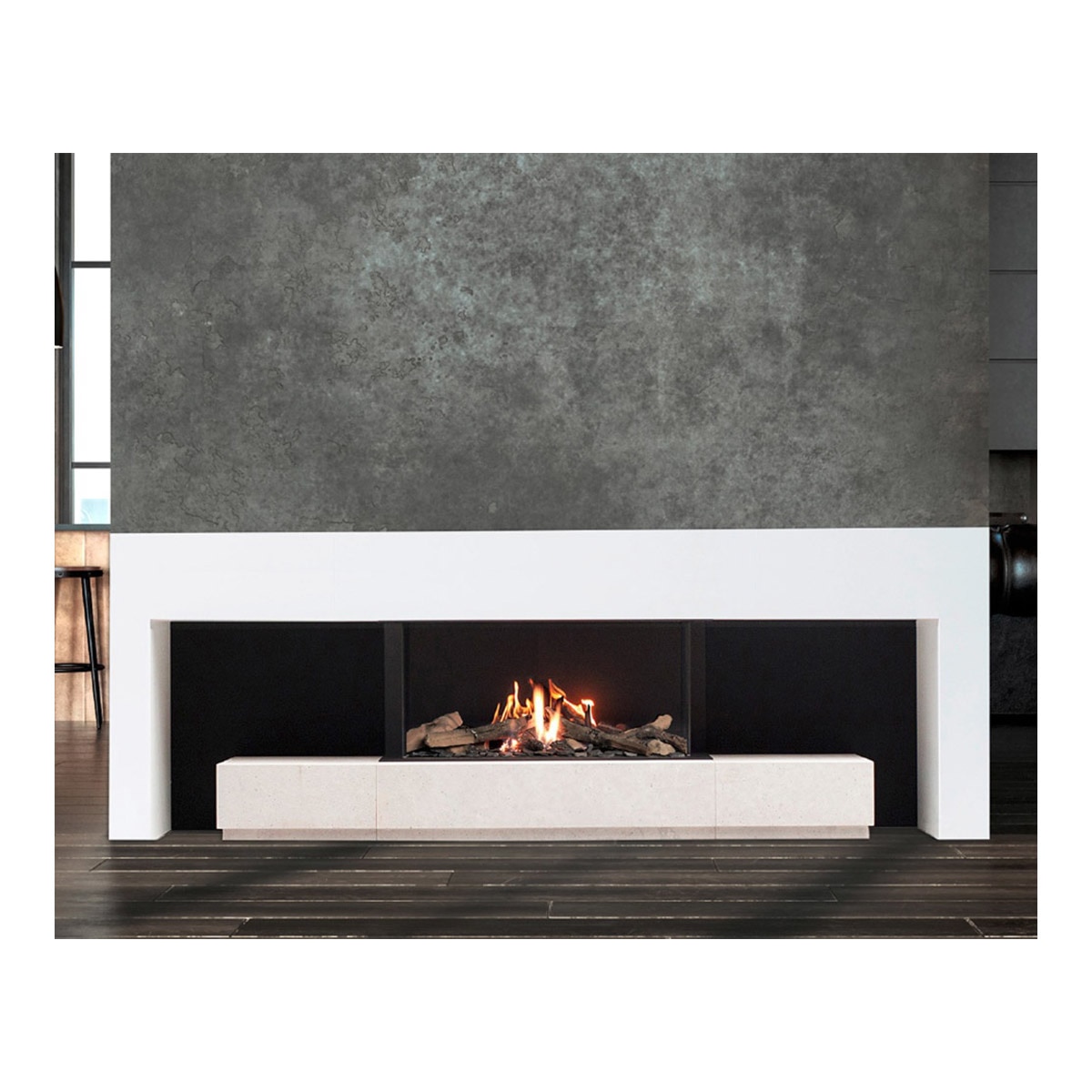 Chimenea Gas Natural Pano 650 2 Esquinas Negro-4