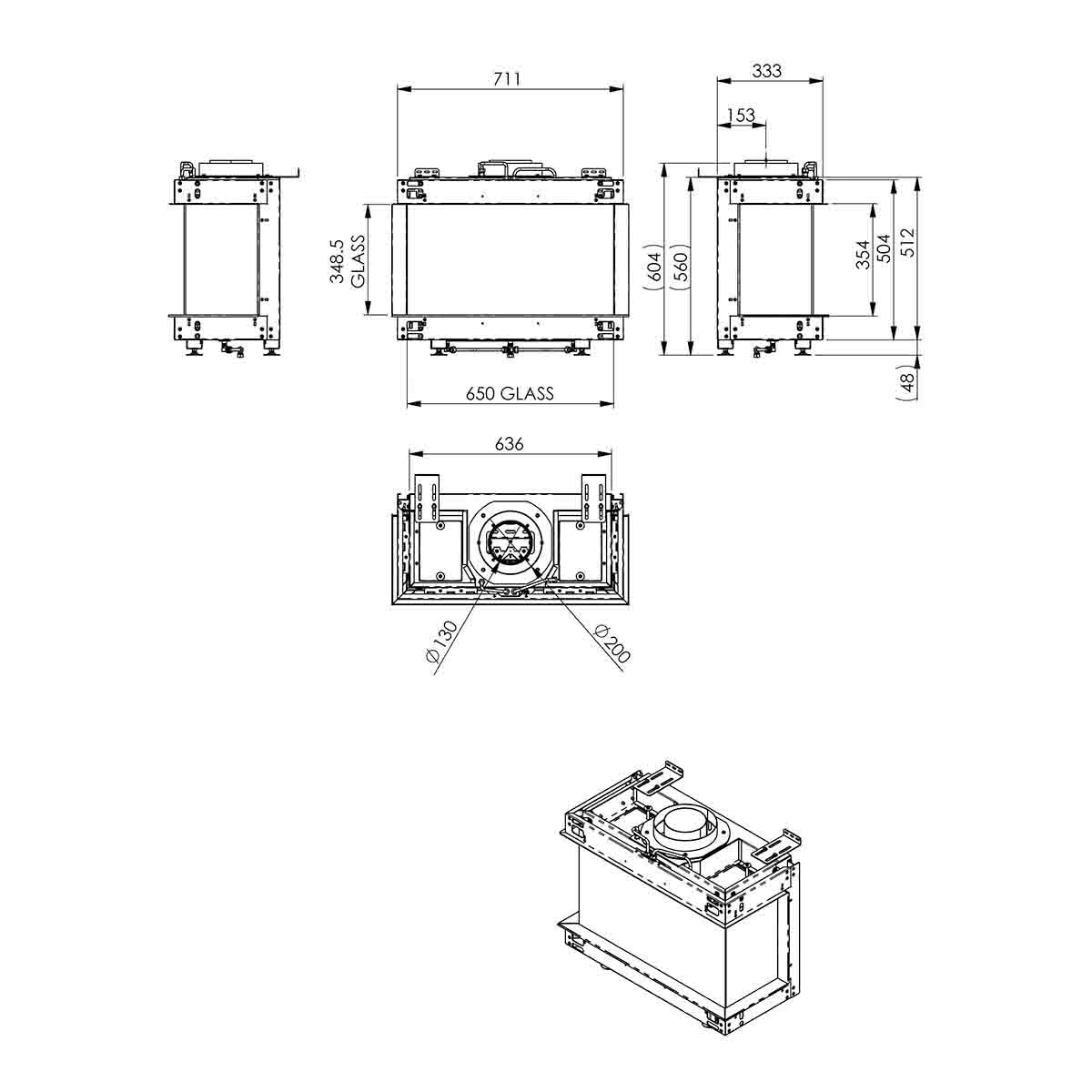 Chimenea Gas Natural Pano 650 2 Esquinas Negro-5