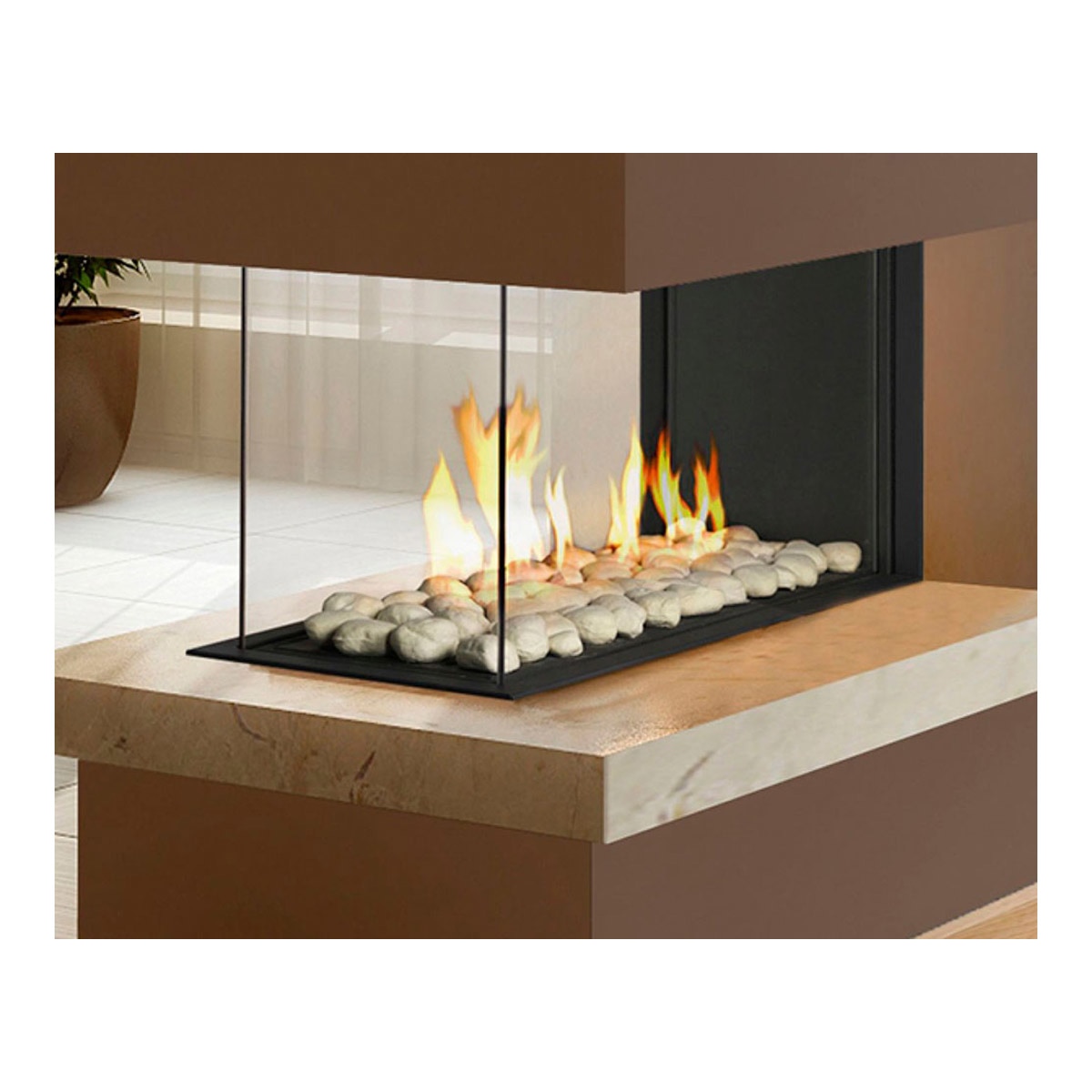 Chimenea Gas LPG Pano 650 Modelo Separador de Ambientes Negro-2