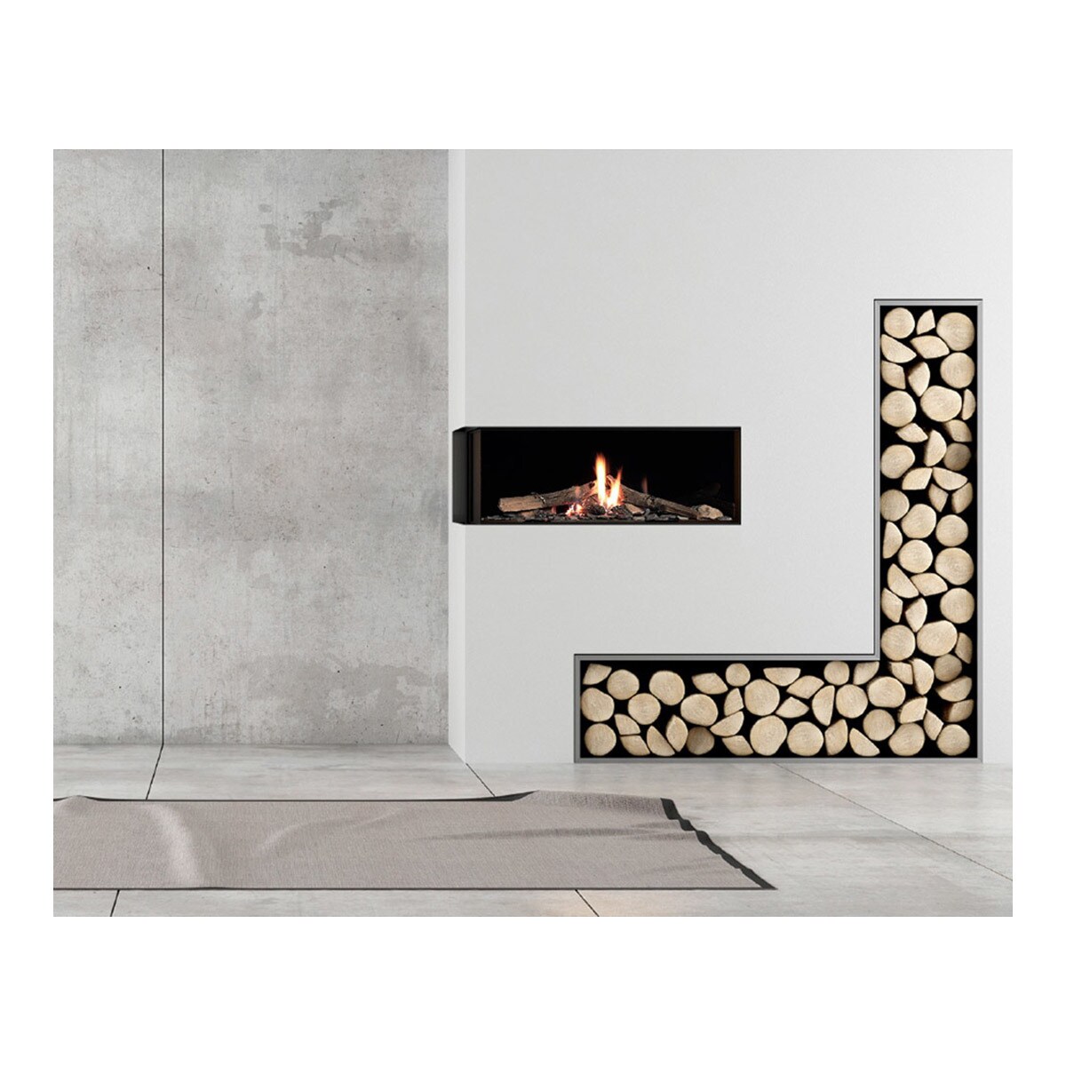 Chimenea Gas LPG Pano 1100 Esquinera Izquierda Negro-2