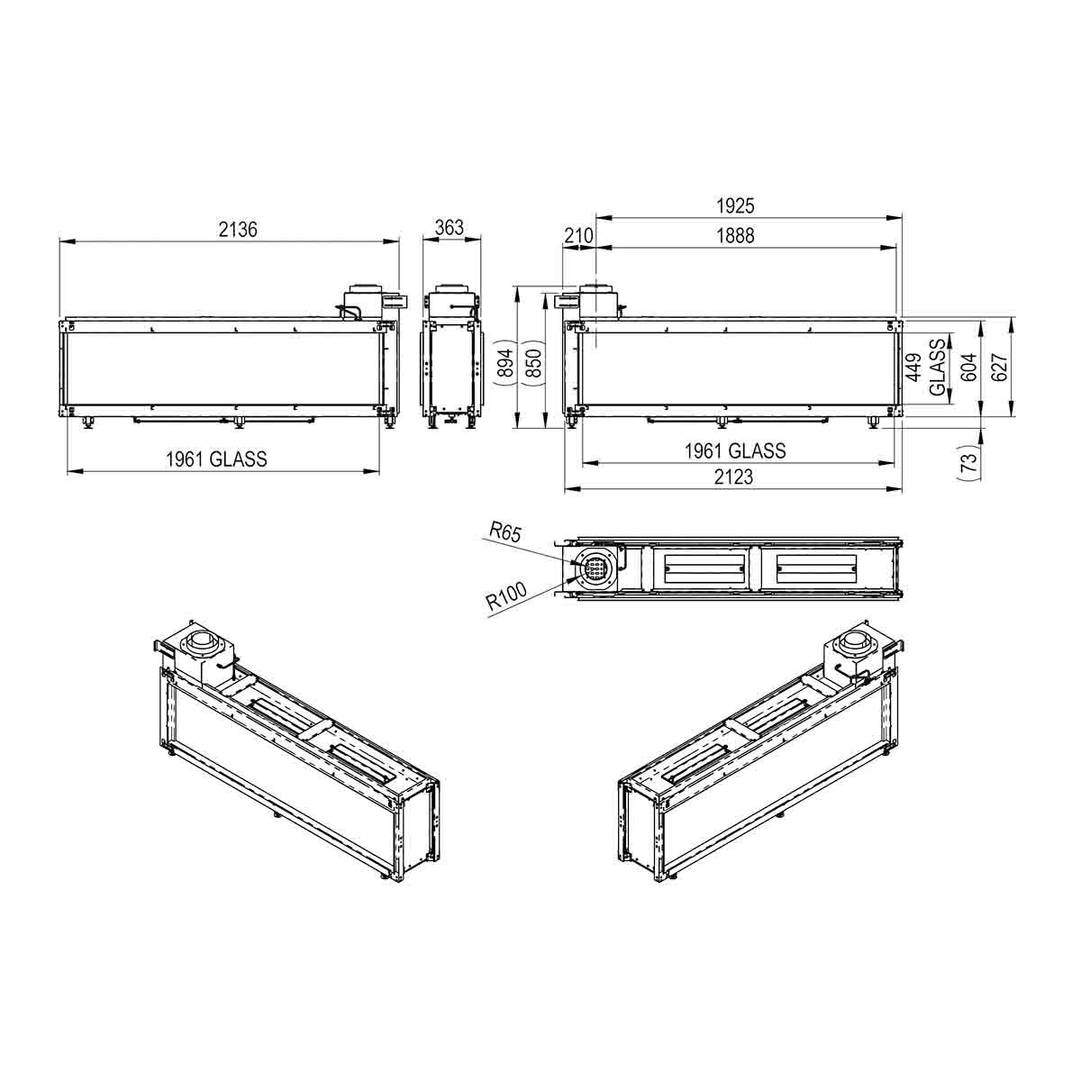 Chimenea Gas LPG Pano 2000 Túnel Negro-3