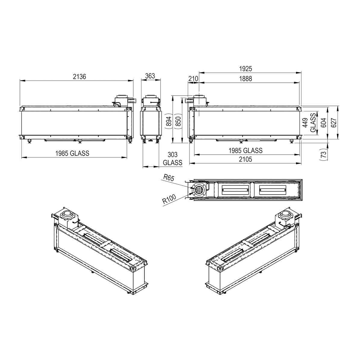 Chimenea Gas LPG Pano 2000 Modelo Separador de Ambientes Negro-4