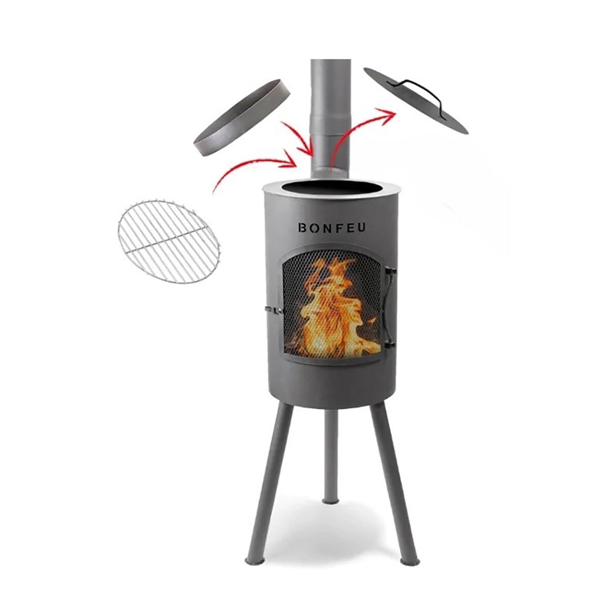 Chimenea de Leña Exterior Bongiano S Black Negro-5