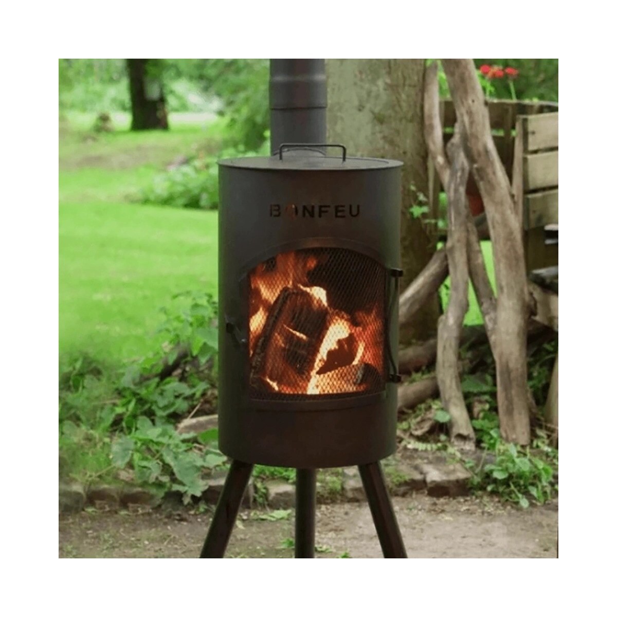 Chimenea de Leña Exterior Bongiano S Black Negro-7