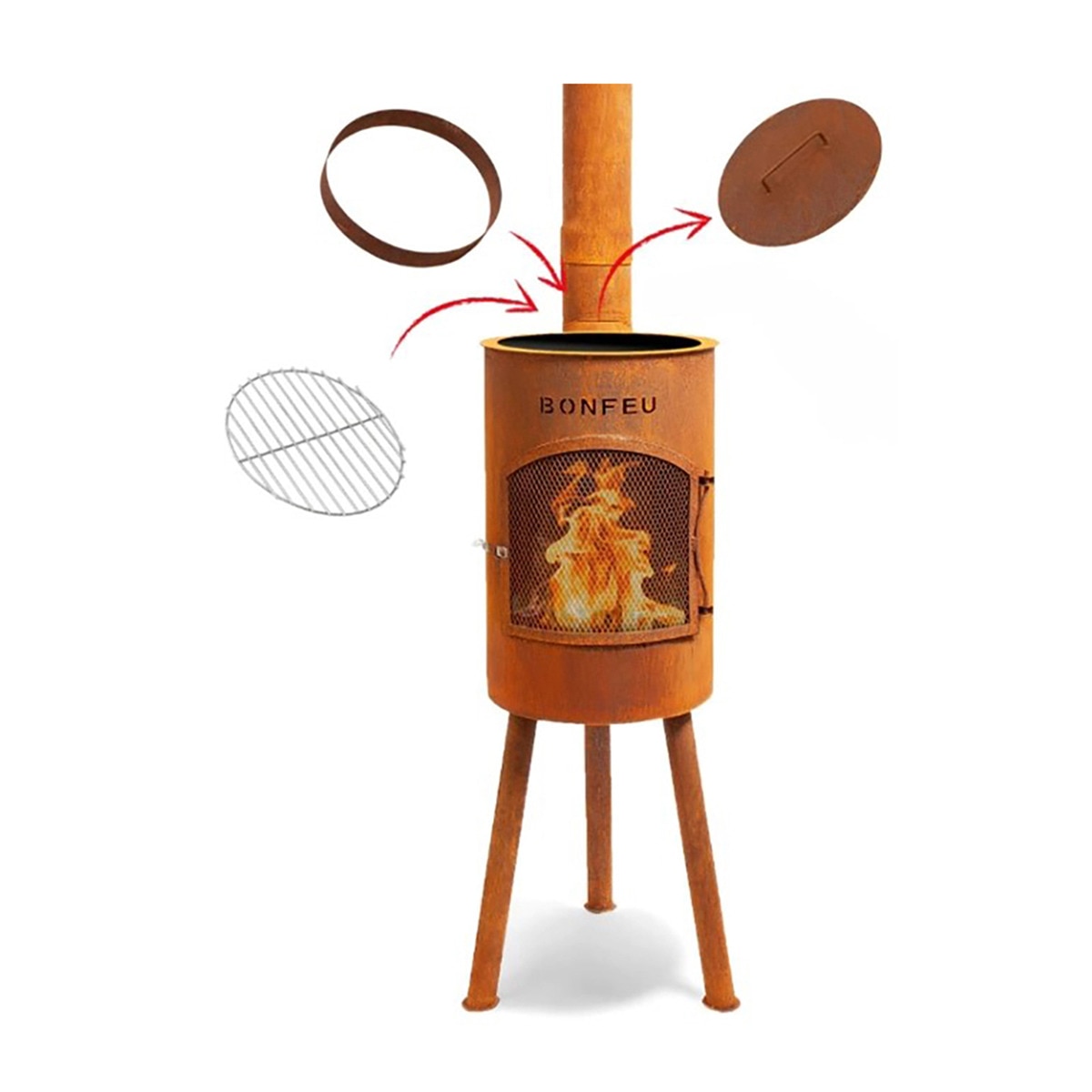 Chimenea de Leña Exterior Bongiano S Corten Óxido-5