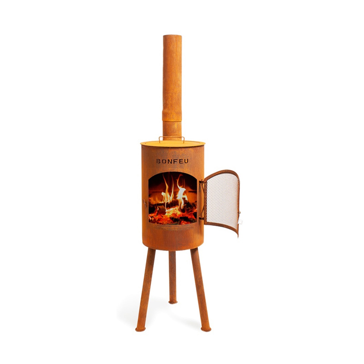 Chimenea de Leña Exterior Bongiano S Corten Óxido-2