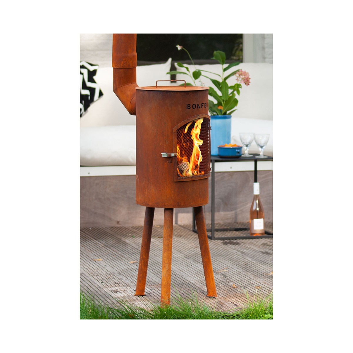 Chimenea de Leña Exterior Bongiano S Corten Óxido-7