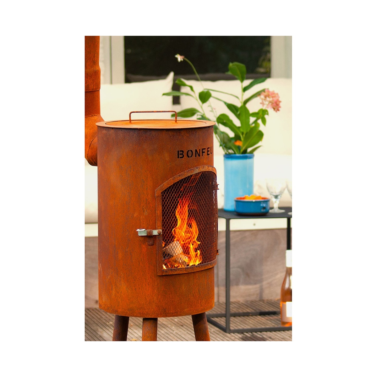 Chimenea de Leña Exterior Bongiano S Corten Óxido-8