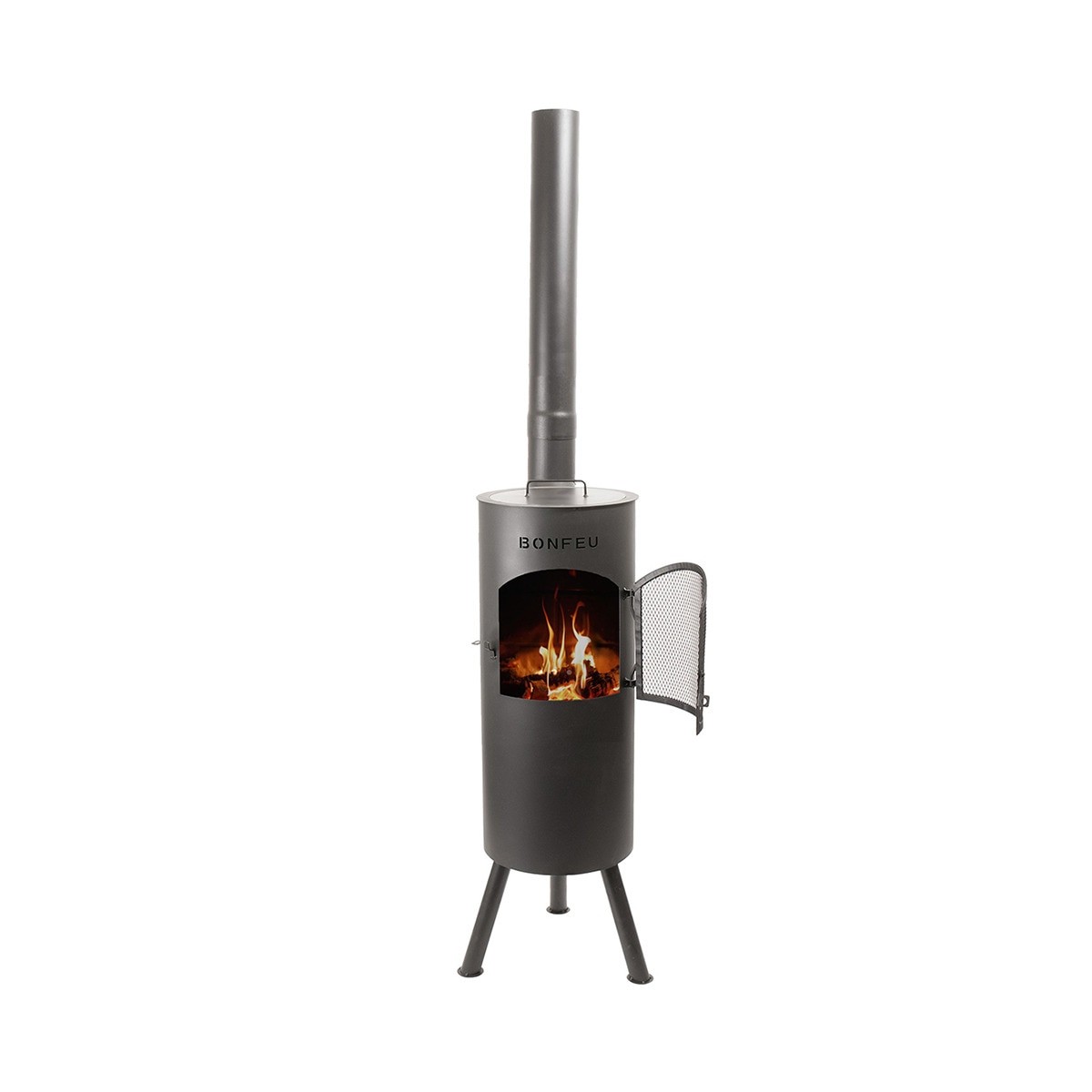 Chimenea de Leña Exterior Bongiano L Black Negro-2