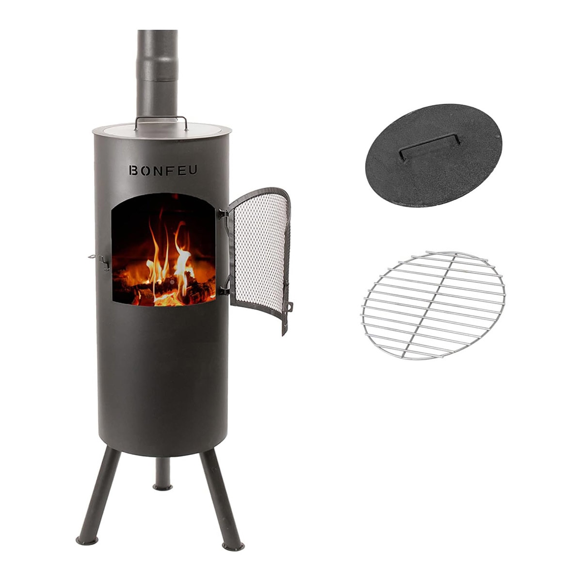 Chimenea de Leña Exterior Bongiano L Black Negro-5