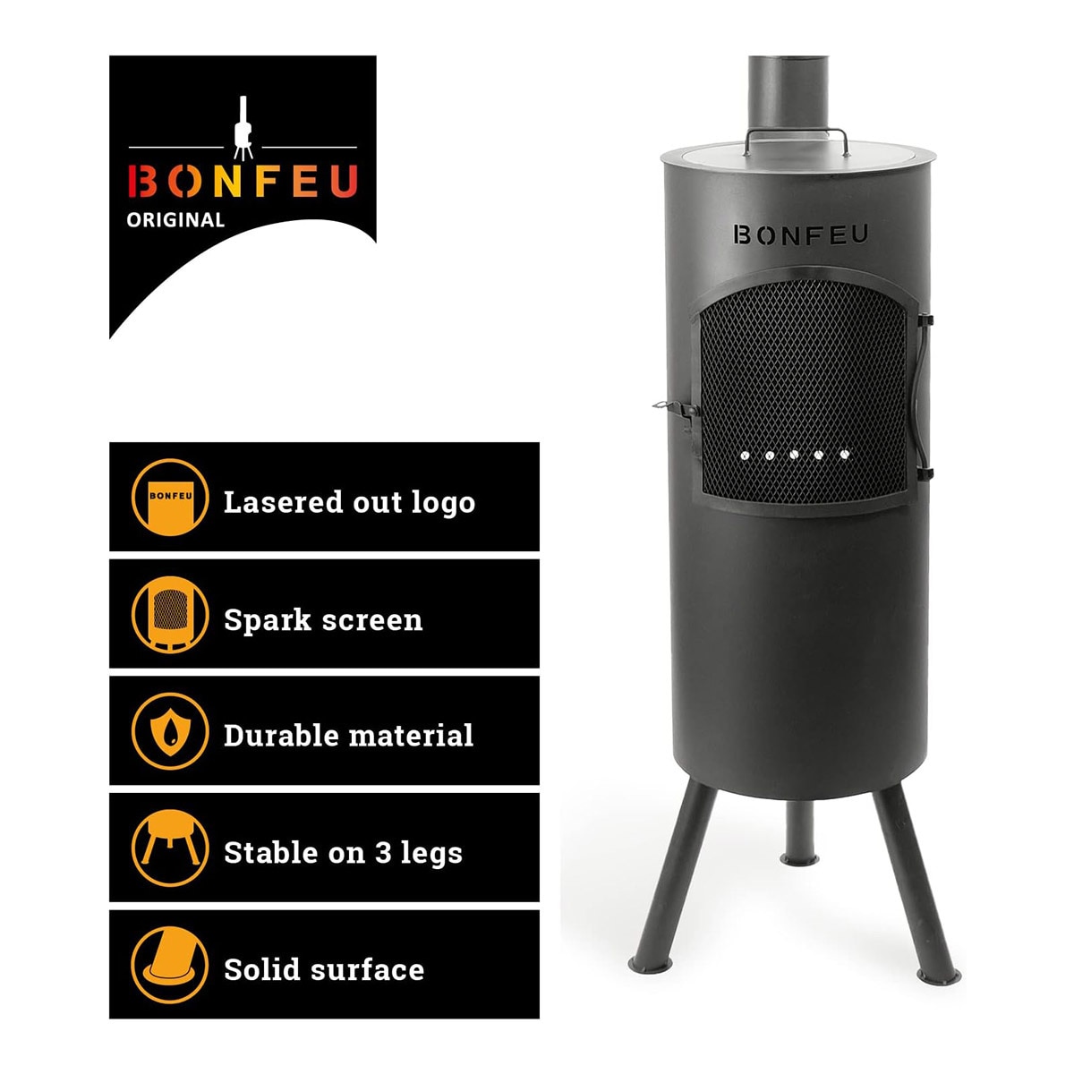 Chimenea de Leña Exterior Bongiano L Black Negro-8