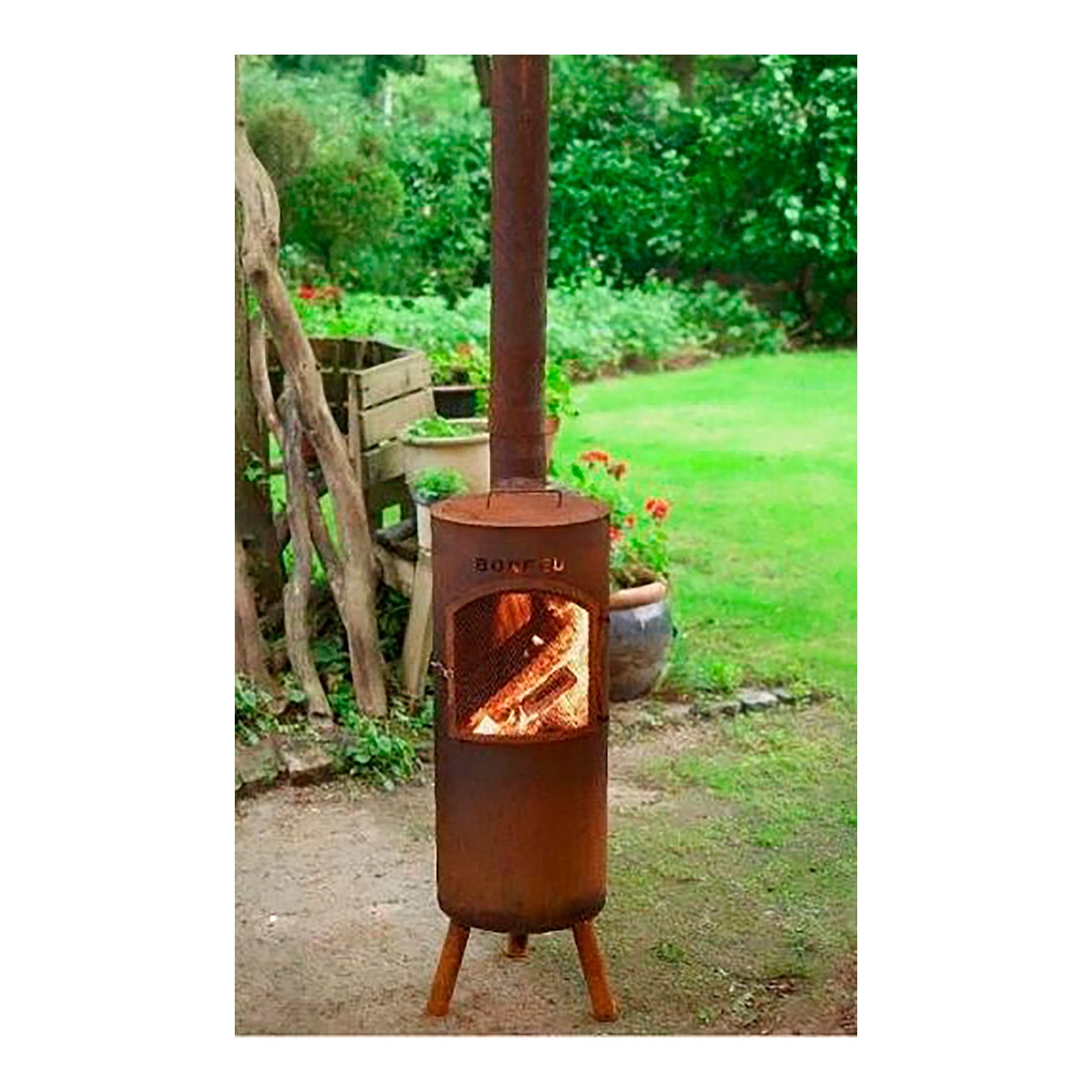 Chimenea de Leña Exterior Bongiano L Corten Óxido-2