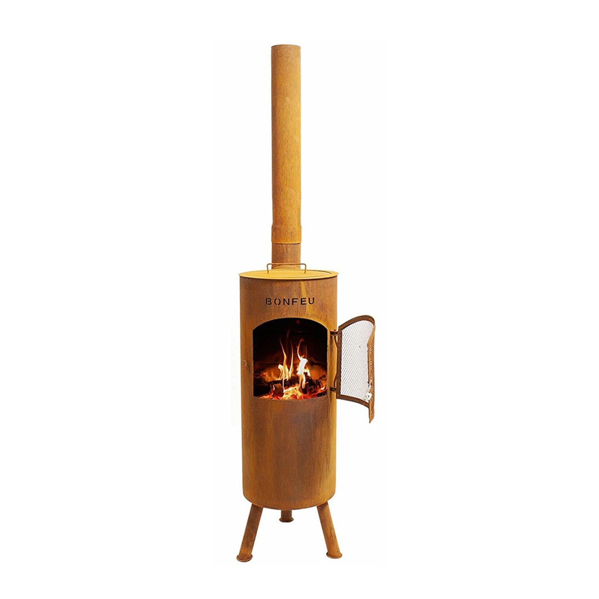 Chimenea de Leña Exterior Bongiano L Corten Óxido-3