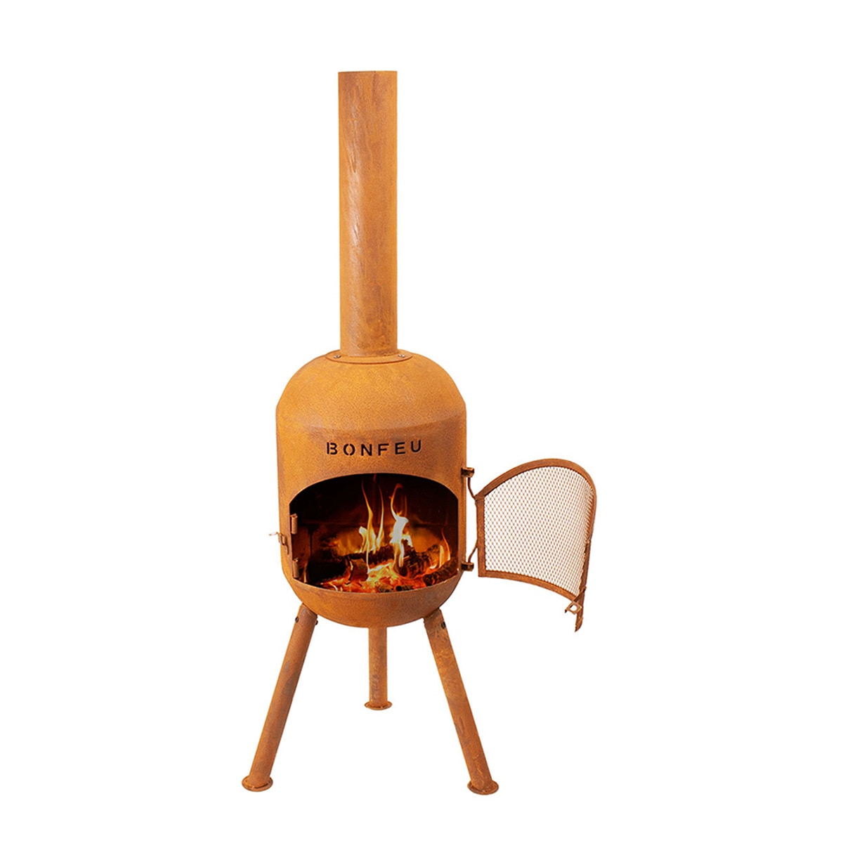 Chimenea de Leña Exterior Bonsolo Corten Óxido-2