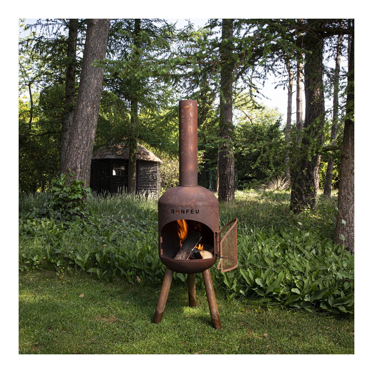 Chimenea de Leña Exterior Bonsolo Corten Óxido-10