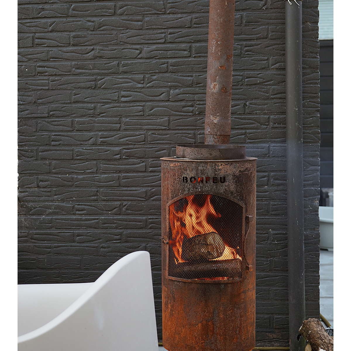 Chimenea de Leña Exterior Bontino Corten Óxido-9