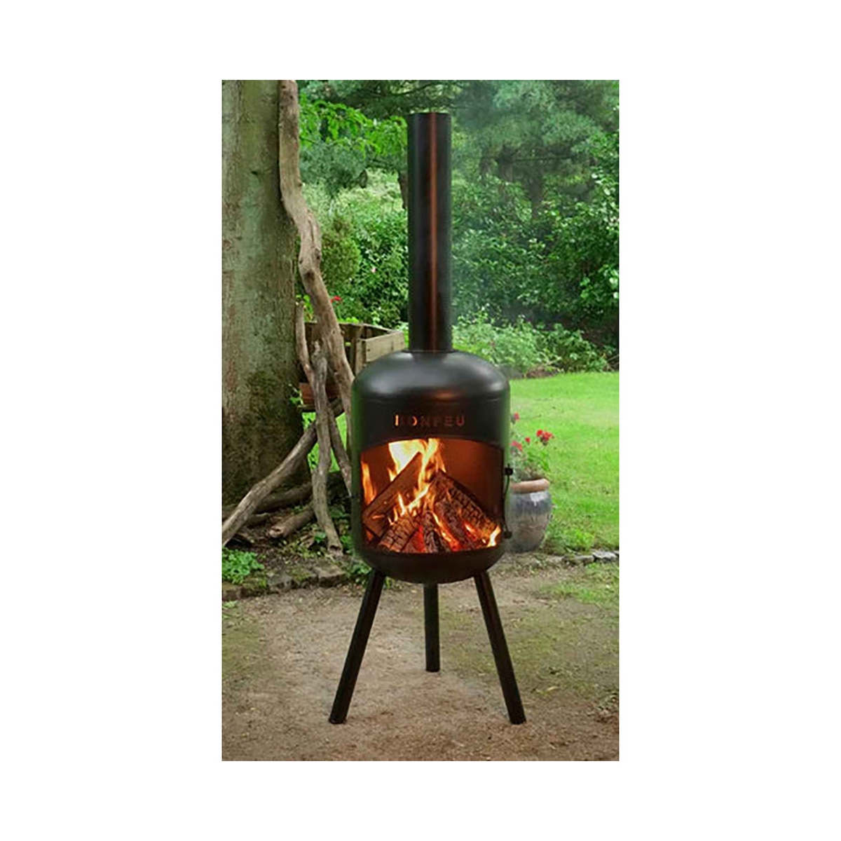 Chimenea de Leña Exterior Bonbono Acero Negro-13