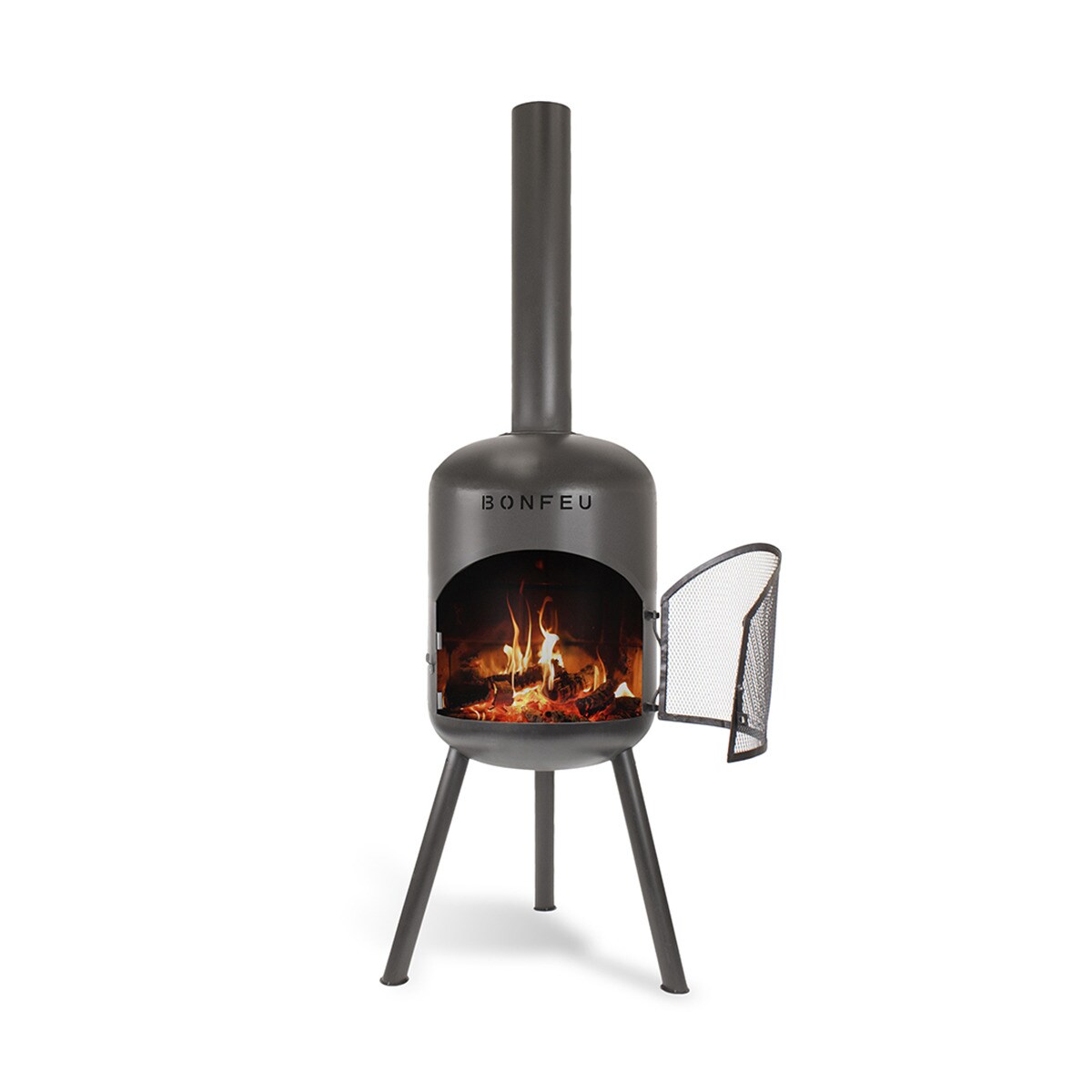 Chimenea de Leña Exterior Bonbono Acero Negro-2