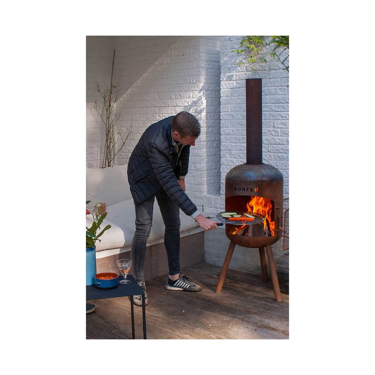 Chimenea de Leña Exterior Bonbono Acero Óxido Óxido-13