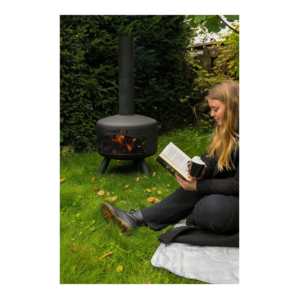 Chimenea de Leña Exterior BonGiro Negro-14
