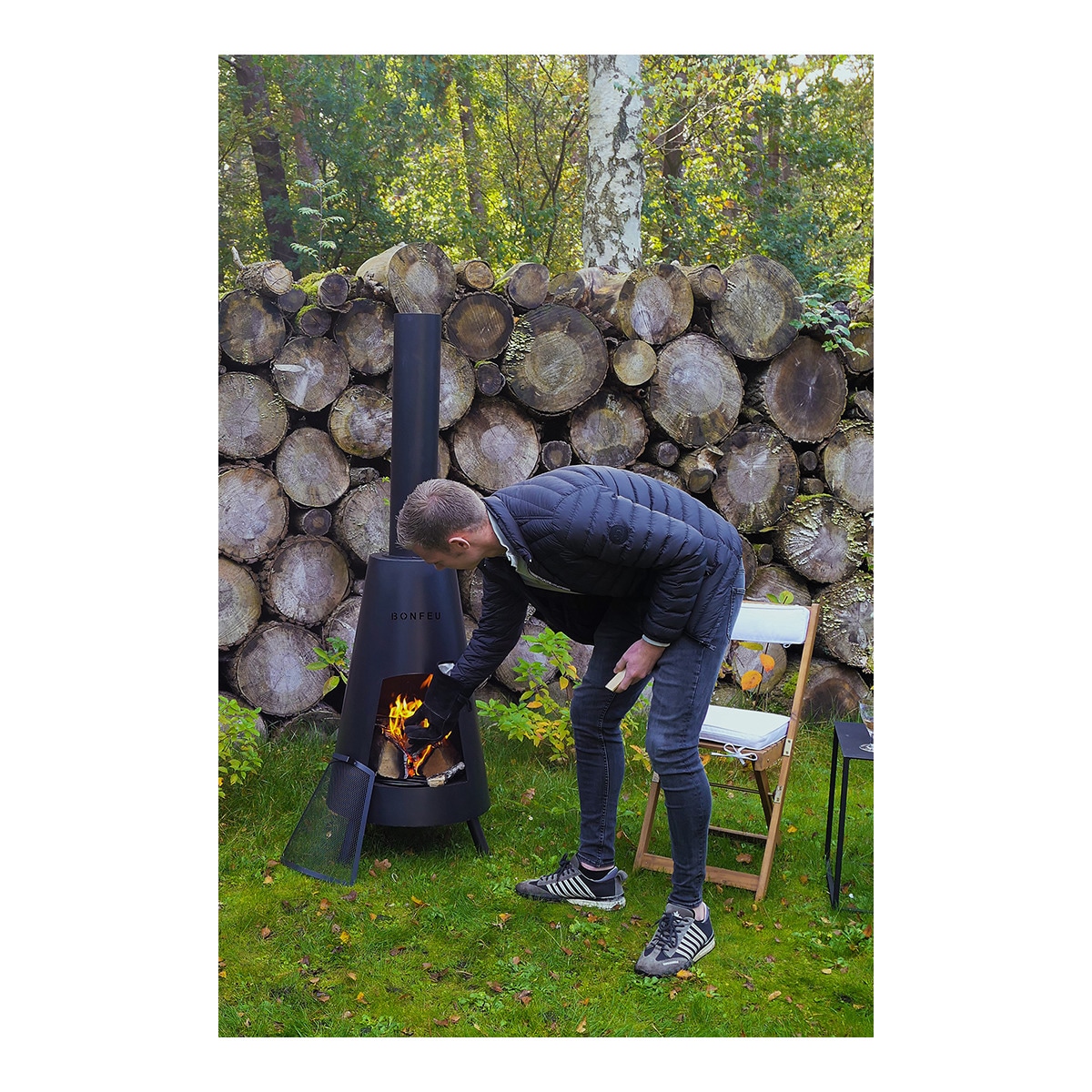 Chimenea de Leña Exterior BonPyra Negro-11