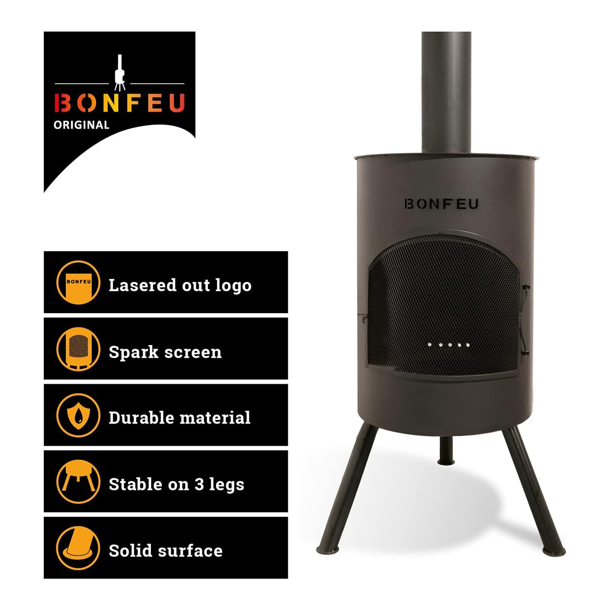 Chimenea de Leña Exterior Bonton 50 Black Negro-5