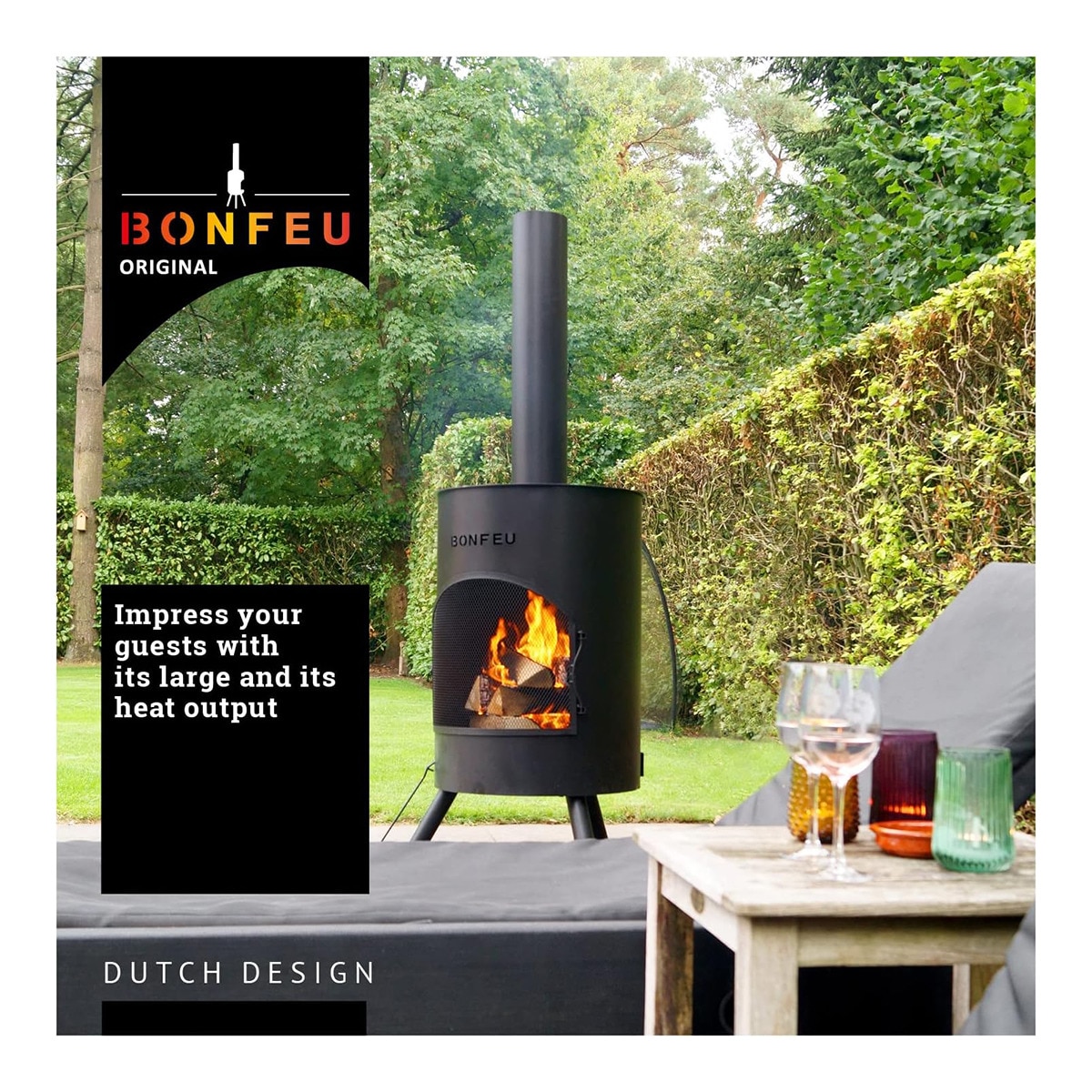 Chimenea de Leña Exterior Bonton 50 Black Negro-7