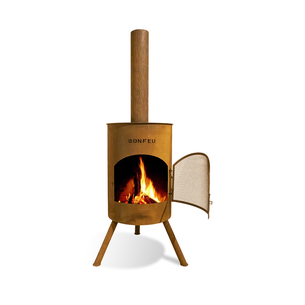 Chimenea de Leña Exterior Bonton 50 Corten Óxido-2