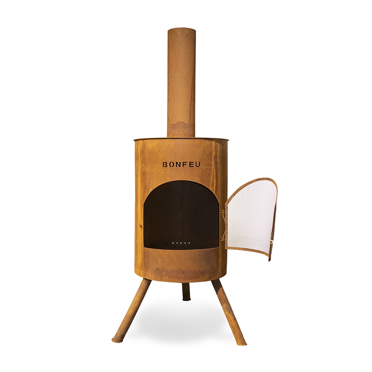 Chimenea de Leña Exterior Bonton 60 Corten Óxido-4