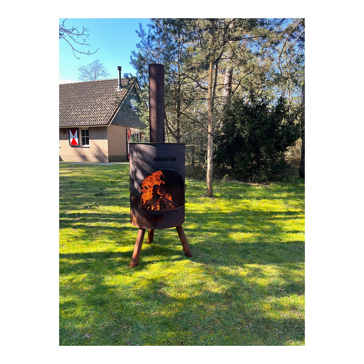 Chimenea de Leña Exterior Bonton 60 Corten Óxido-8