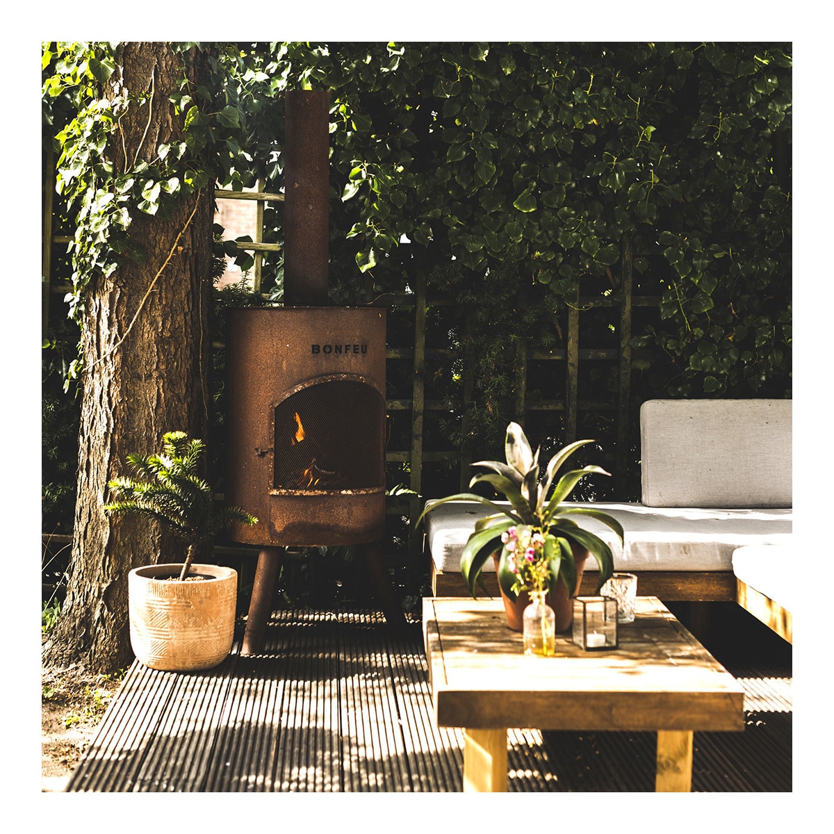Chimenea de Leña Exterior Bonton 60 Corten Óxido-7