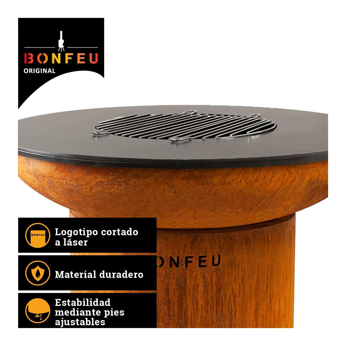 Chimenea de Leña Exterior Bonbiza Corten Óxido-4