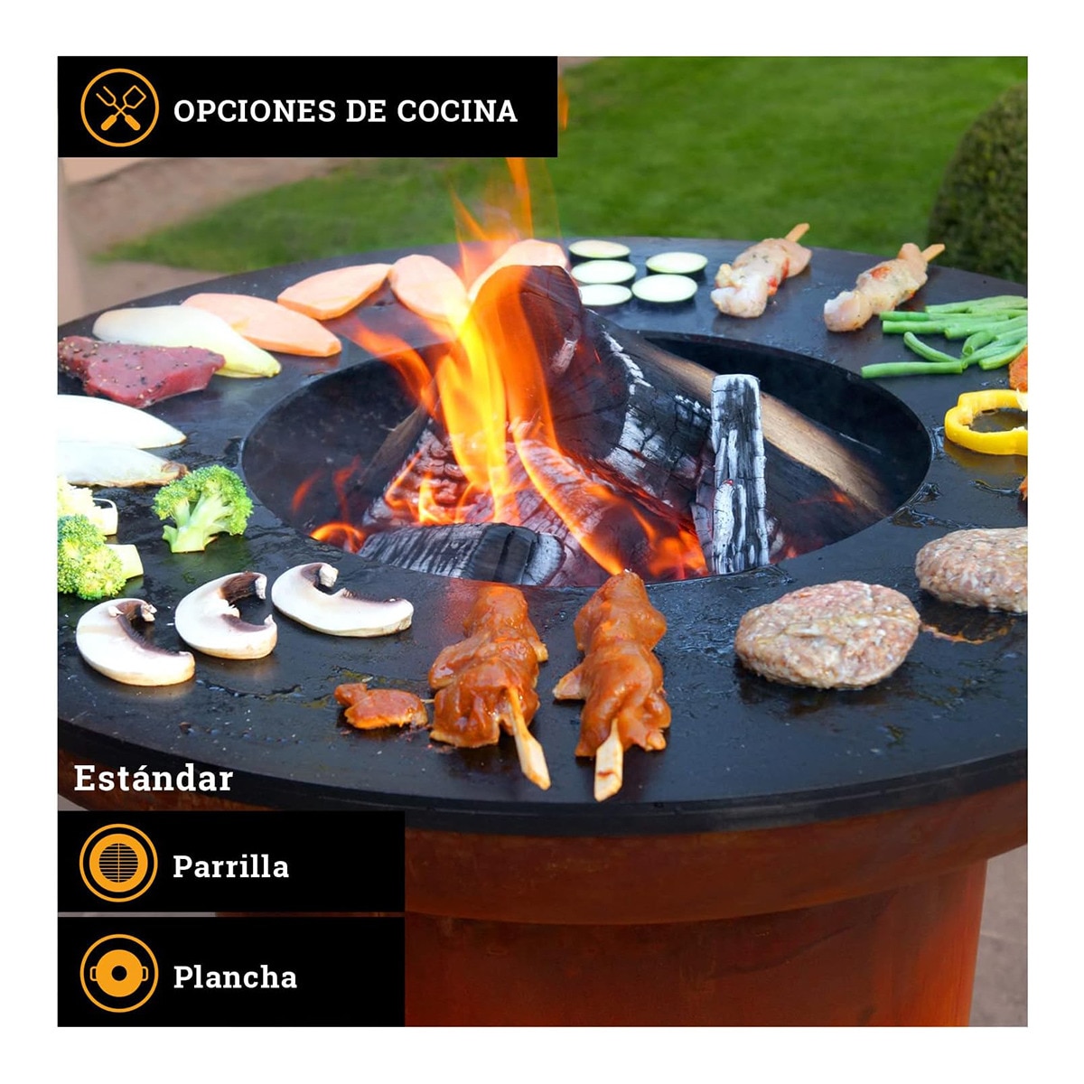 Chimenea de Leña Exterior Bonbiza Corten Óxido-7