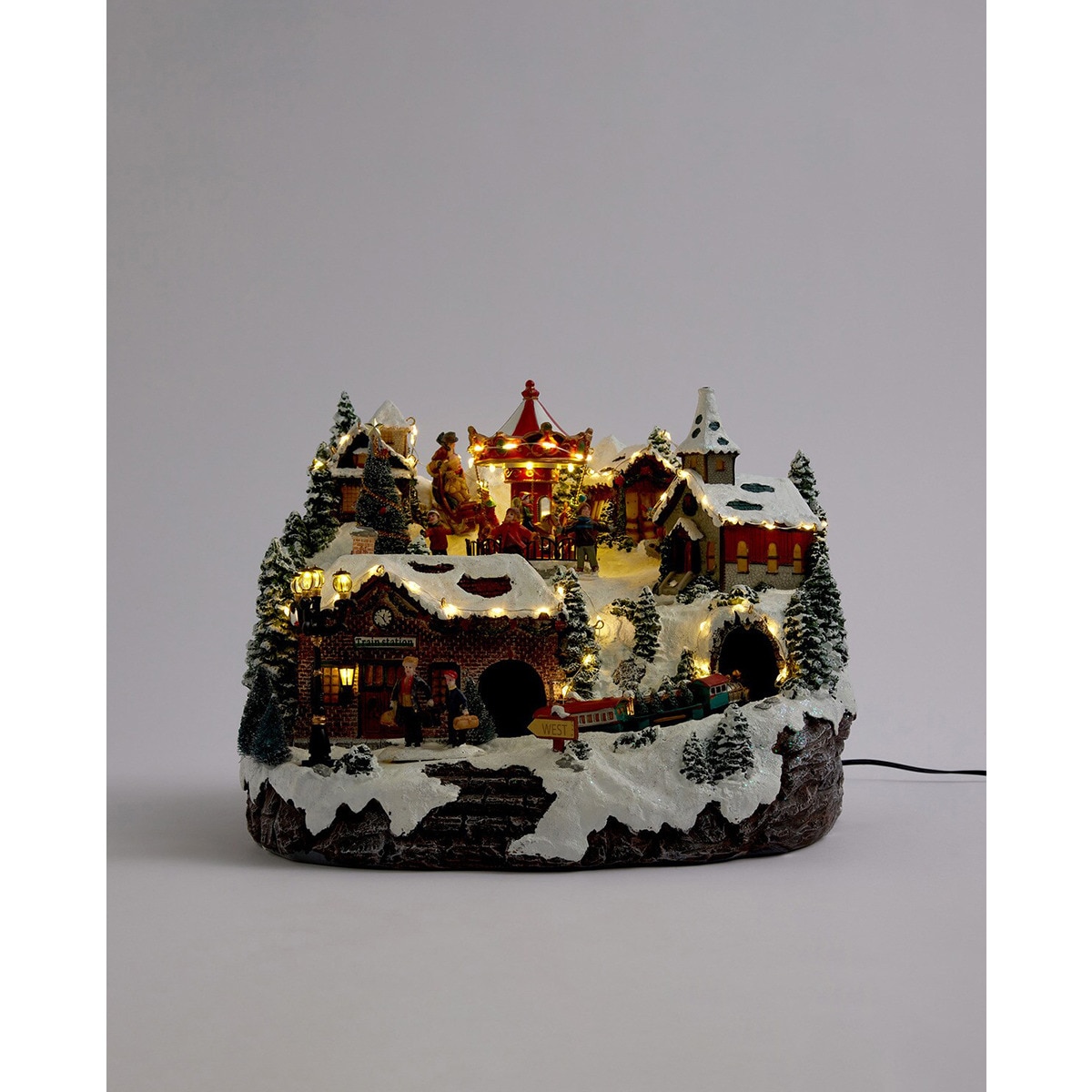 Aldeia com Carrossel com 83 Luzes LED e Música Presépio Americano Multicolor-1