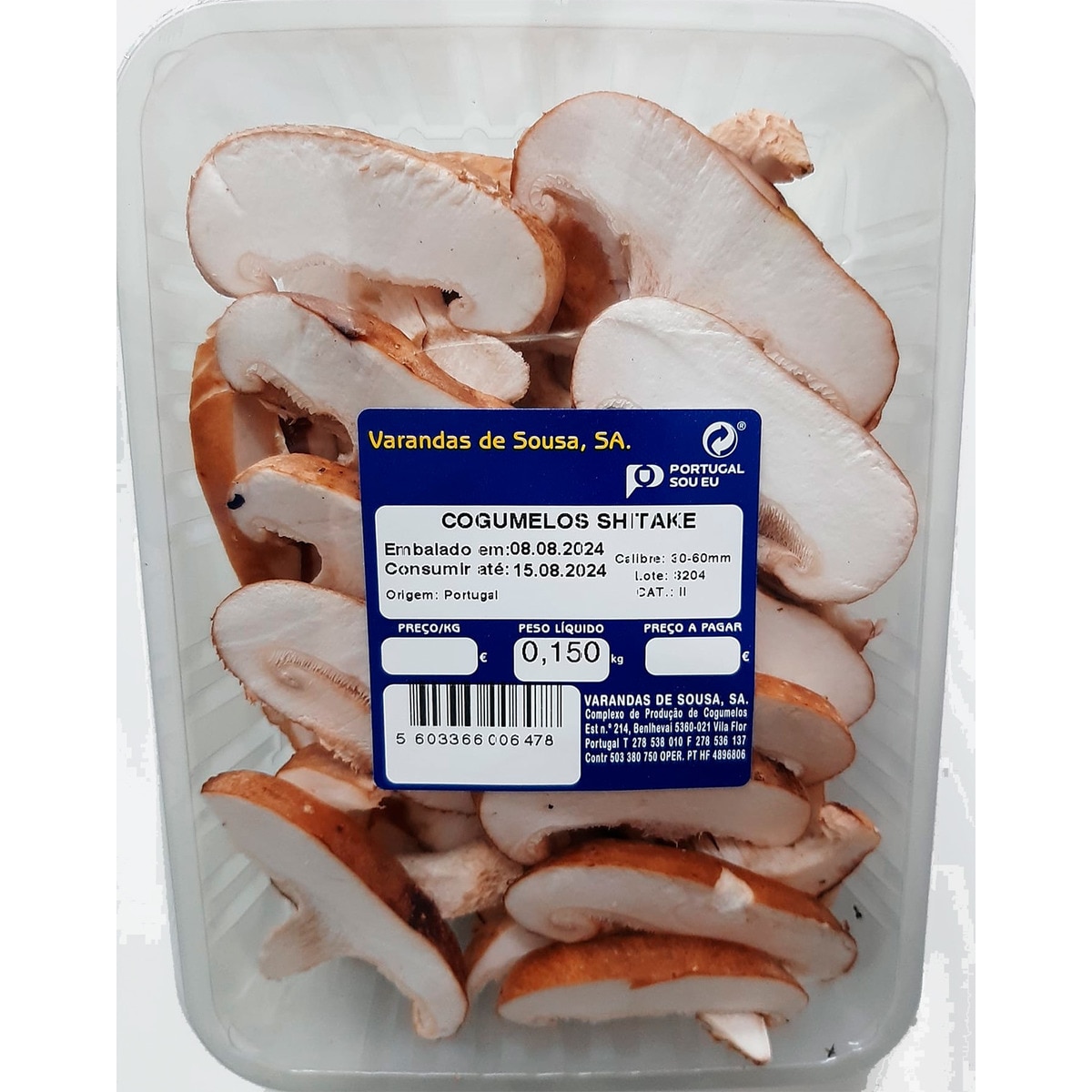 Cogumelos Shitake Laminados embalagem 150 g