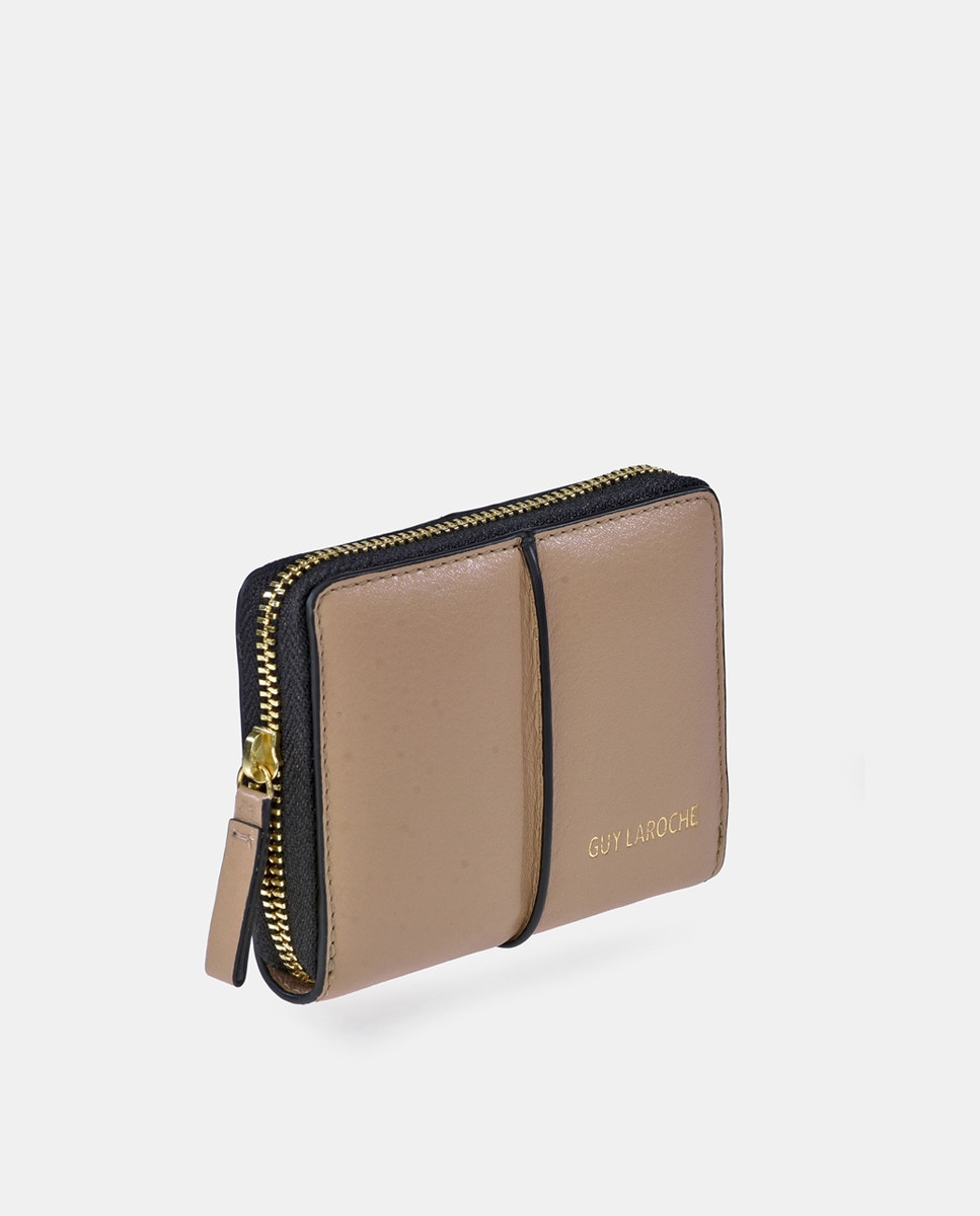 Porta-Moedas em Pele com Fecho de Correr - Creme Creme-2