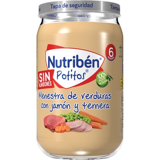 Potitos tarrito menestra de verduras con jamón y ternera sin almidones desde 6 meses tarro 235 g - Nutriben