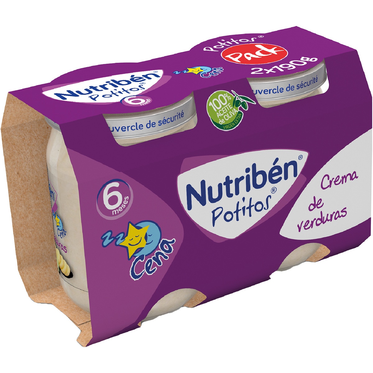 Potitos Cena tarrito crema de verduras desde 6 meses pack 2 envases 190 g