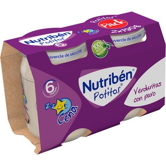 Potitos Cena tarrito verduritas con pavo desde 6 meses pack 2 envases 190 g - Nutriben