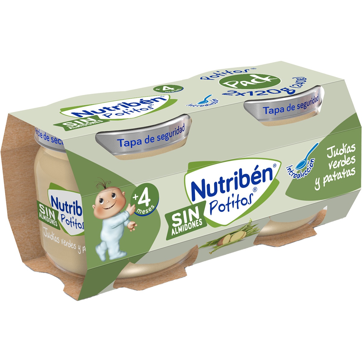 Potitos tarrito judías verdes y patatas sin almidones desde 4 meses pack 2 envases 120 g