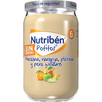 Potitos tarrito manzana, naranja, plátano y pera williams sin almidones desde 6 meses tarro 235 g - Nutriben