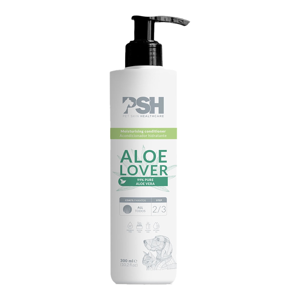 Acondicionador hidratante PSH Cosmetics para perros y gatos Aloe Lover 300 ml 1