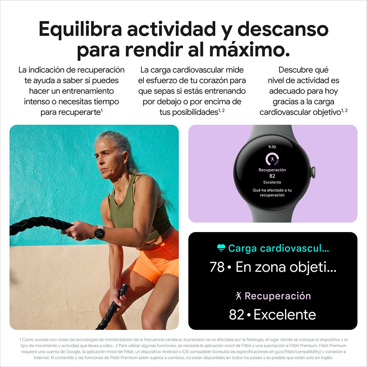Google Pixel Watch 3 45mm, Caja de aluminio color plata pulida y correa deportiva color porcelana, Wi-Fi Smartwatch Plata / Blanco-9