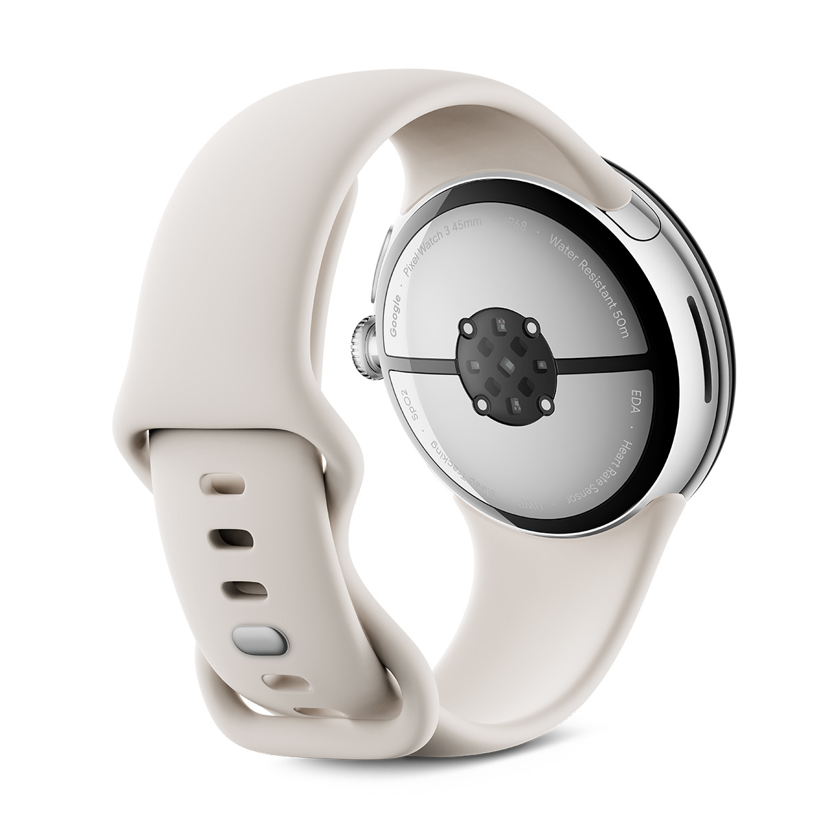 Google Pixel Watch 3 45mm, Caja de aluminio color plata pulida y correa deportiva color porcelana, Wi-Fi Smartwatch Plata / Blanco-4