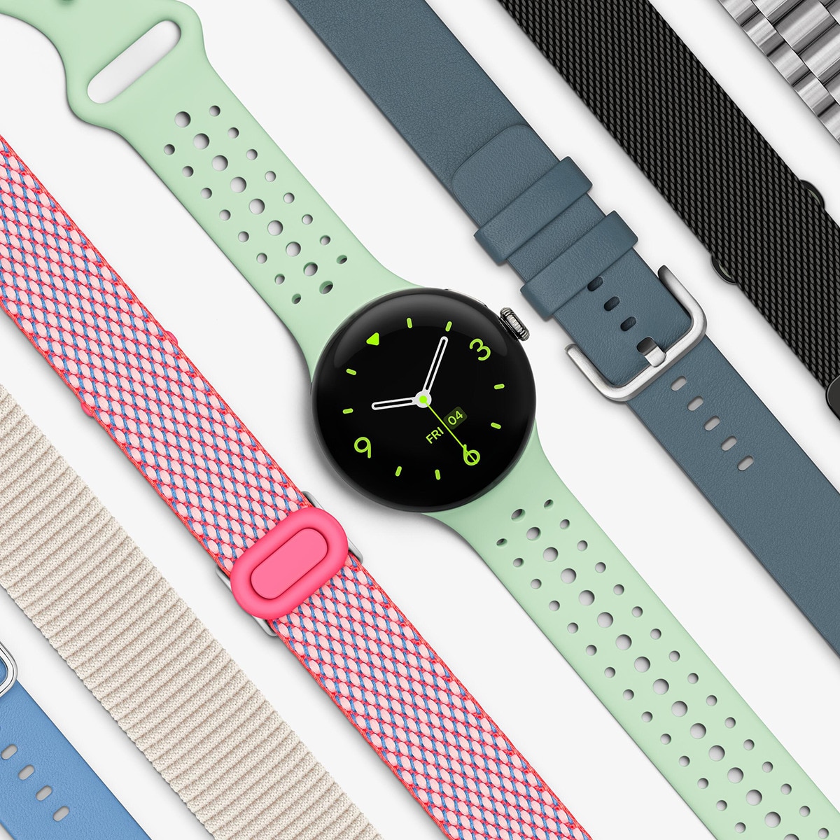 Google Pixel Watch 3 45mm, Caja de aluminio color plata pulida y correa deportiva color porcelana, Wi-Fi Smartwatch Plata / Blanco-16