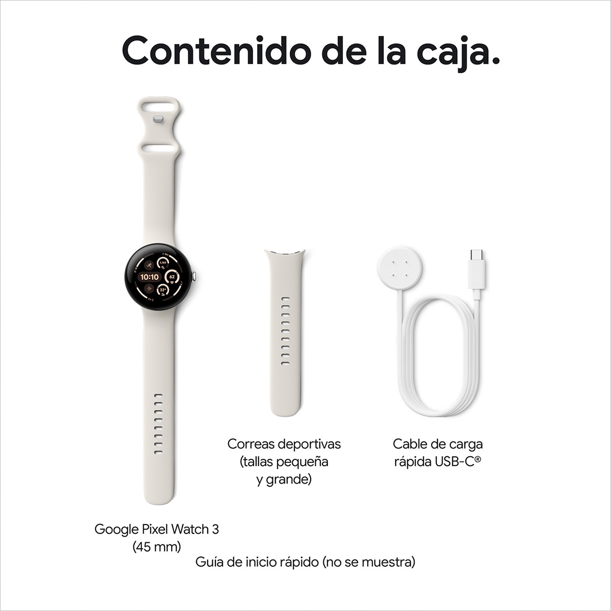 Google Pixel Watch 3 45mm, Caja de aluminio color plata pulida y correa deportiva color porcelana, Wi-Fi Smartwatch Plata / Blanco-15